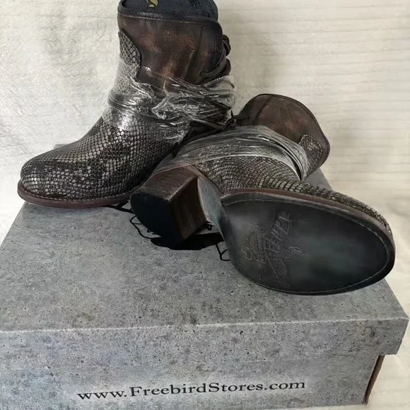 Freebird Snakeskin Pattern Ankle Booties - Picture 4 of 5